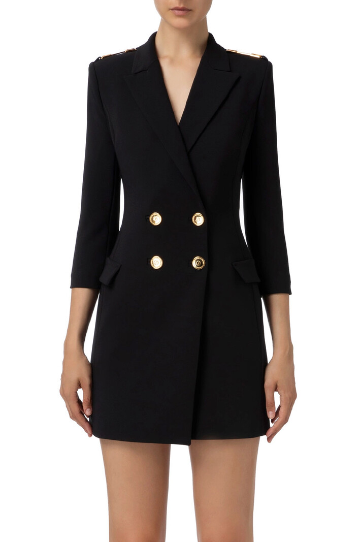 ELISABETTA FRANCHI Elisabetta Franchi blazer dress with gold details on shoulder Black