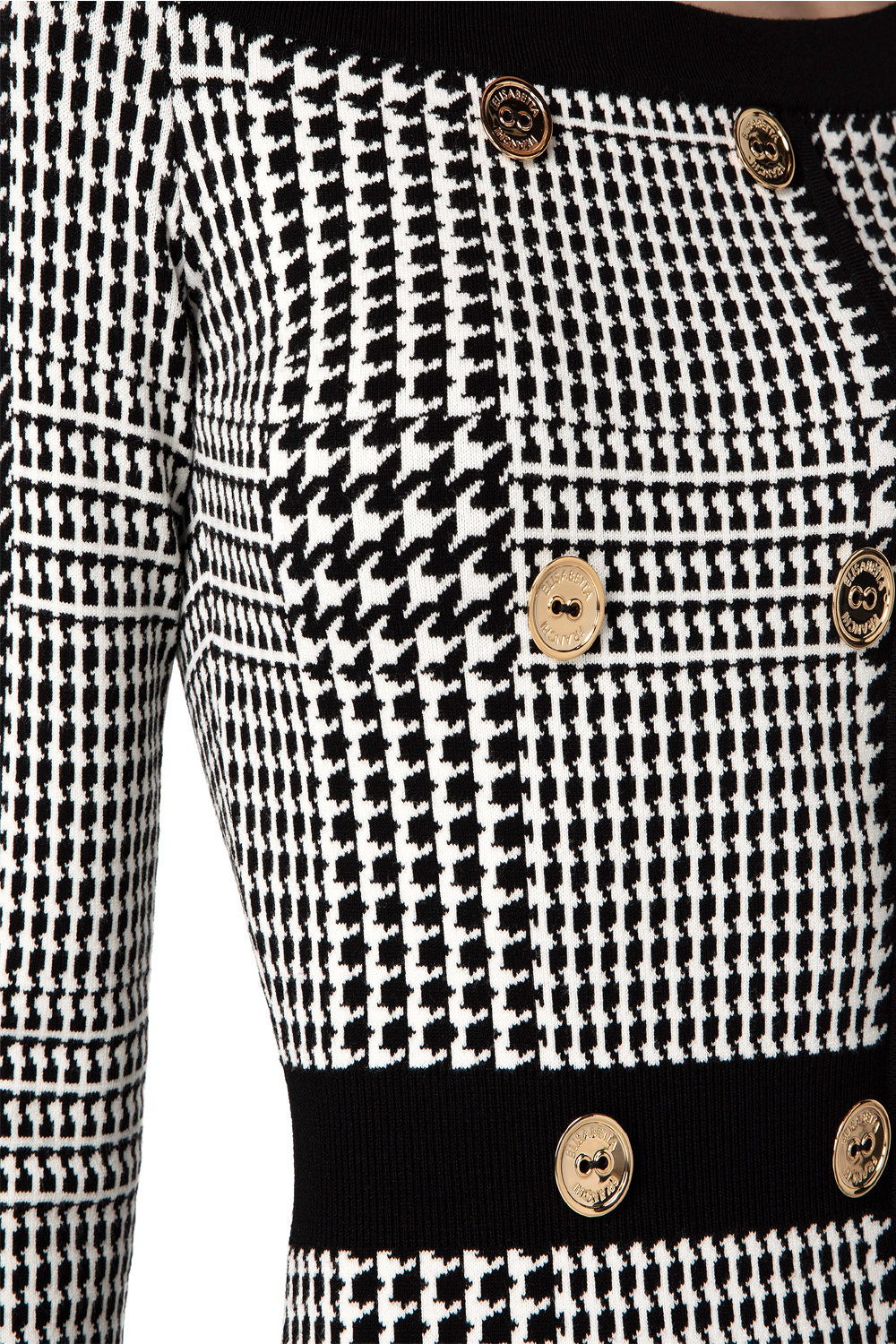 ELISABETTA FRANCHI Elisabetta Franchi jurkje gebreid wit met zwart  ( valt 1 tot 2 maten kleiner uit)