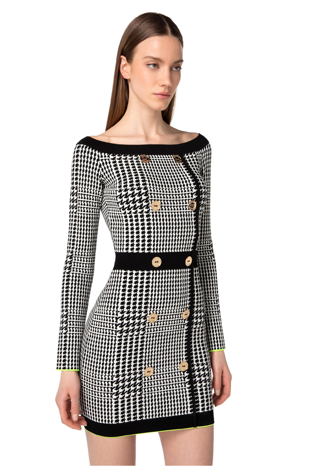 ELISABETTA FRANCHI Elisabetta Franchi jurkje gebreid wit met zwart  ( valt 1 tot 2 maten kleiner uit)