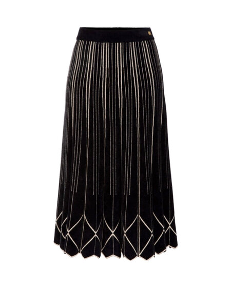 ELISABETTA FRANCHI Elisabetta Franchi long chenille and viscose skirt with geometric print Black