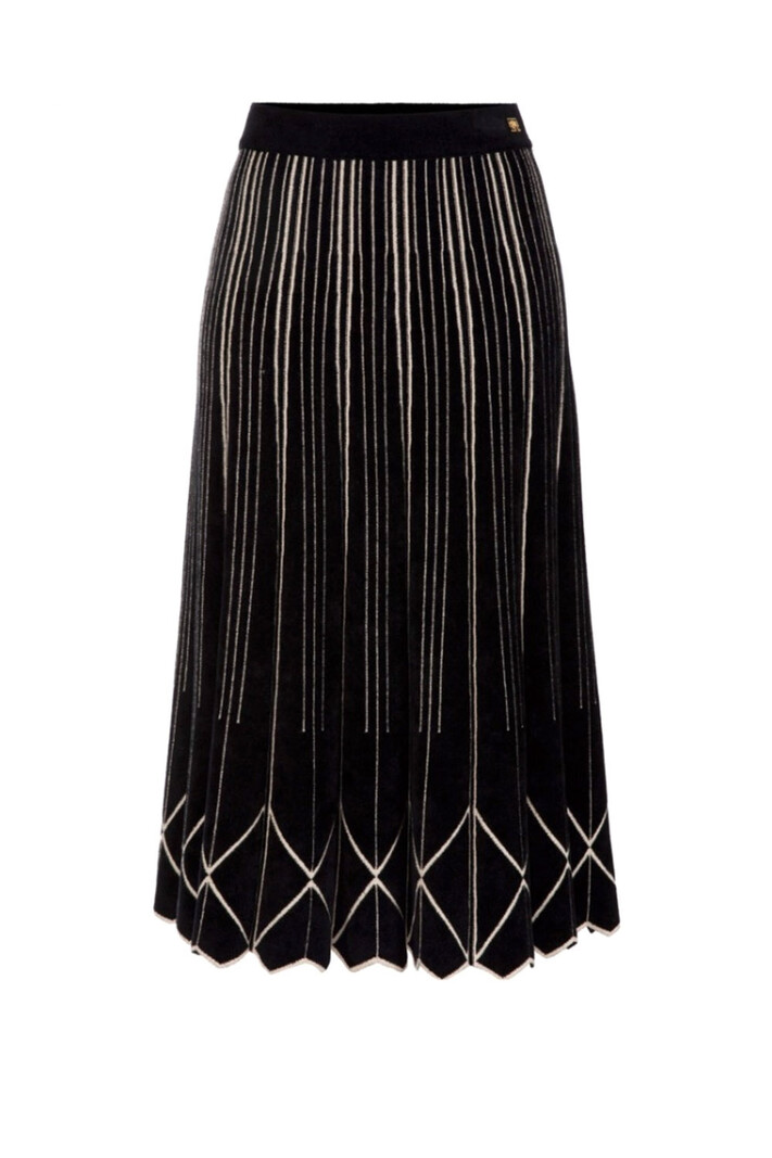 ELISABETTA FRANCHI Elisabetta Franchi long chenille and viscose skirt with geometric print Black