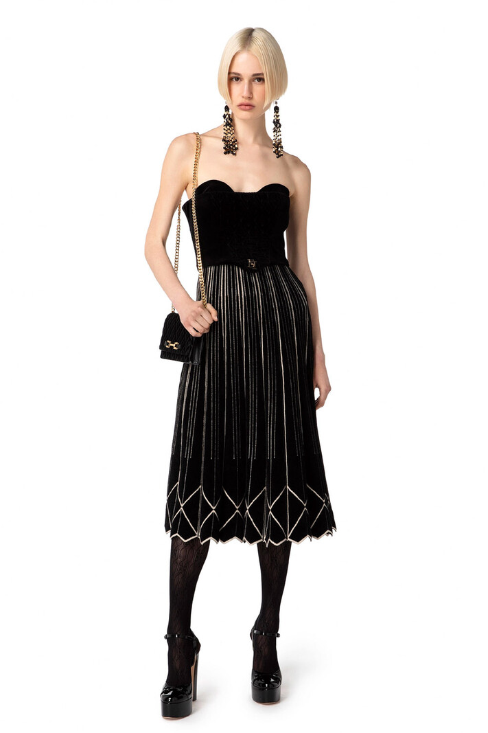 ELISABETTA FRANCHI Elisabetta Franchi long chenille and viscose skirt with geometric print Black