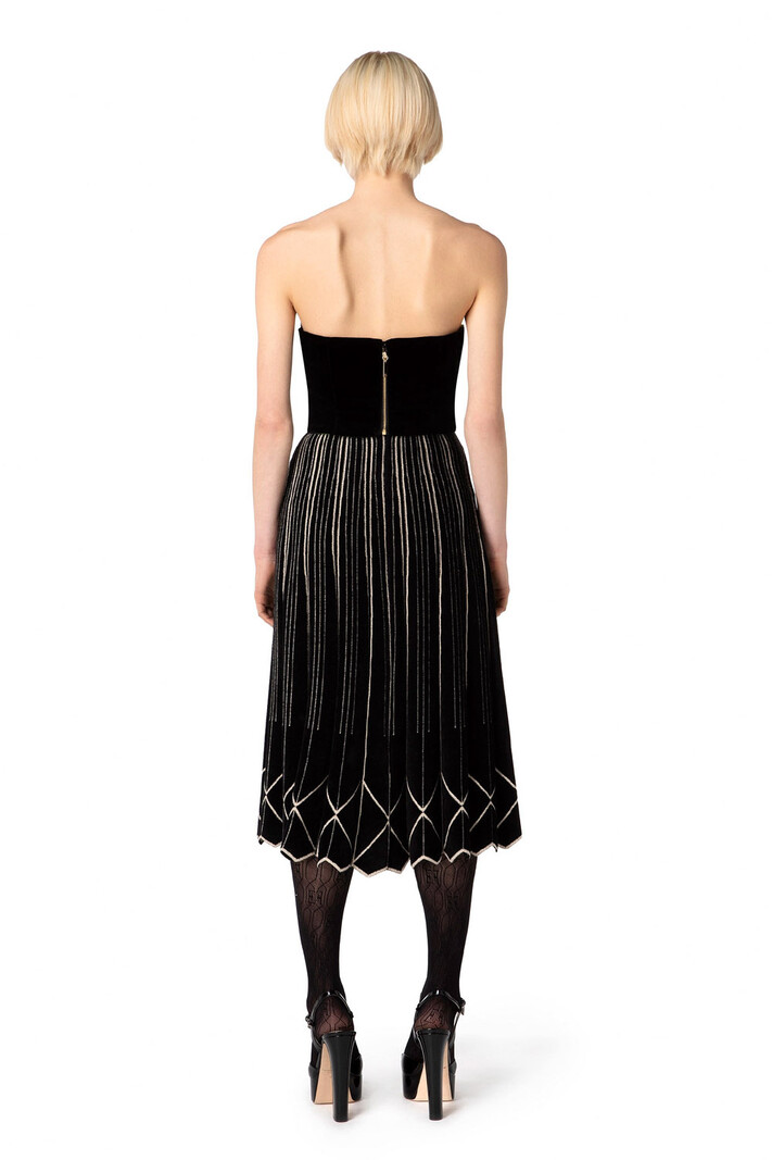 ELISABETTA FRANCHI Elisabetta Franchi long chenille and viscose skirt with geometric print Black