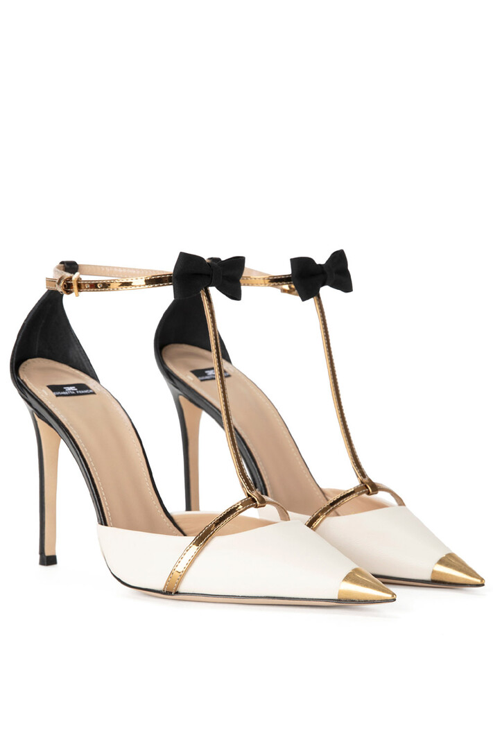 ELISABETTA FRANCHI Elisabetta Franchi pump with bow and metal tip gold, black and White