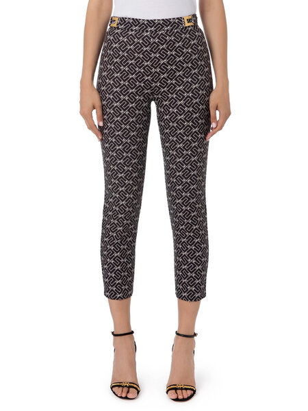 ELISABETTA FRANCHI Elisabetta Franchi broek pantalon in print met logo Zwart