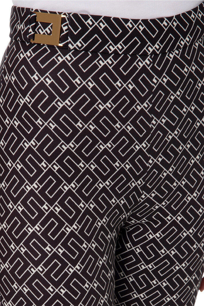 ELISABETTA FRANCHI Elisabetta Franchi broek pantalon in print met logo Zwart