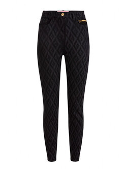 ELISABETTA FRANCHI Elisabetta Franchi skinny jeans met ruitjesprint Zwart