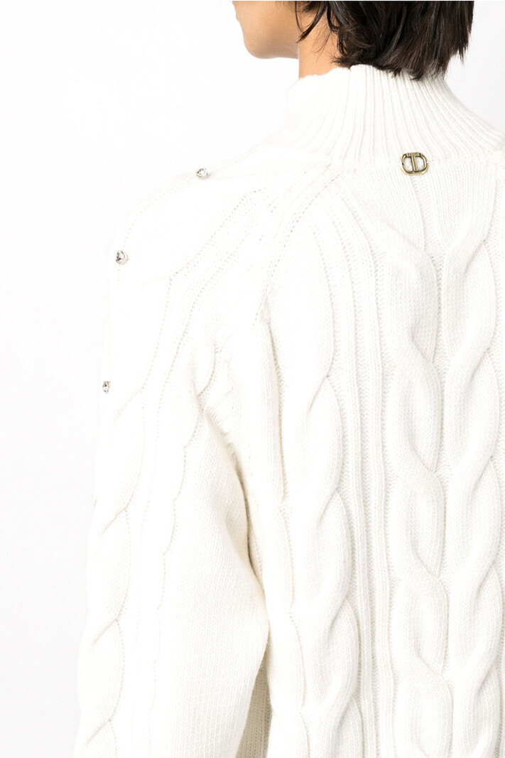 TWINSET Twinset cable jumper with stone cream White