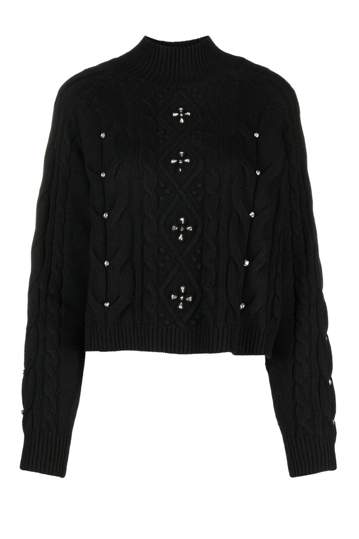 TWINSET Twinset cable jumper with stone Black