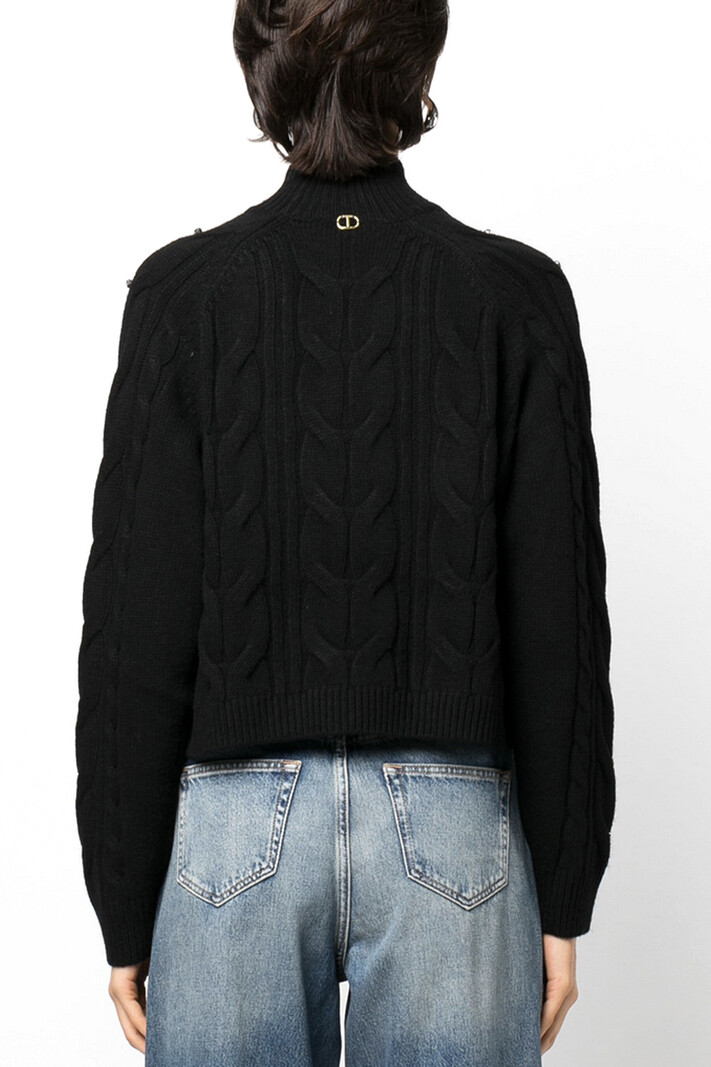 TWINSET Twinset cable jumper with stone Black
