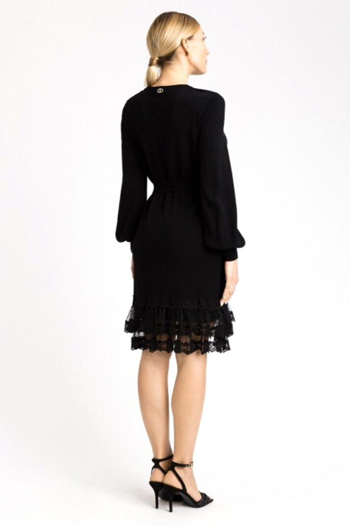 TWINSET Twinset dress with lace on shoulder and customer at bottom Black