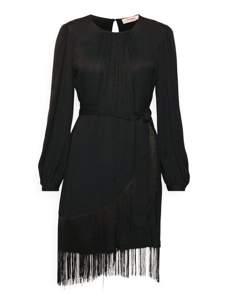 TWINSET Twinset dress with strings along bottom and fabric belt Black