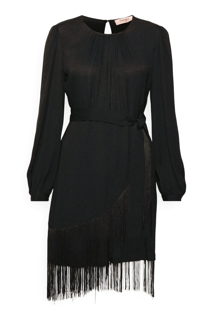 TWINSET Twinset dress with strings along bottom and fabric belt Black