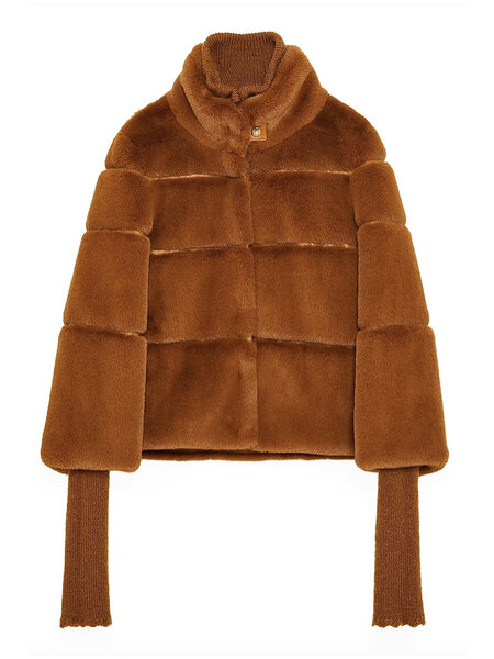 PATRIZIA PEPE Patrizia Pepe fake fur winter coat Cognac Brown