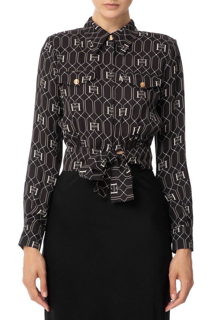 ELISABETTA FRANCHI Elisabetta Franchi blouse met logoprint Zwart