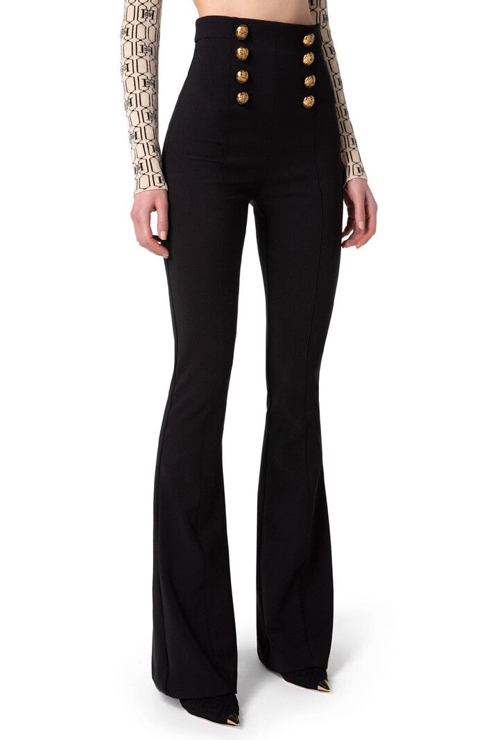 ELISABETTA FRANCHI Elisabetta Franchi flaired pantalon / Palazzobroek dubbele rij knopen Zwart