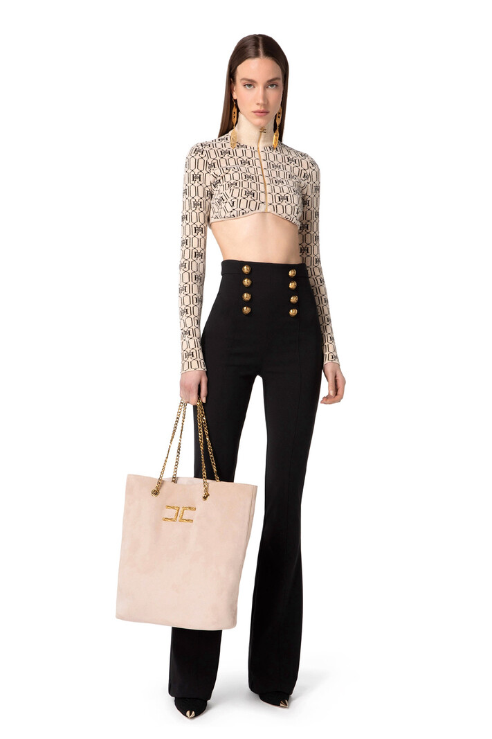 ELISABETTA FRANCHI Elisabetta Franchi flaired pantalon / Palazzobroek dubbele rij knopen Zwart