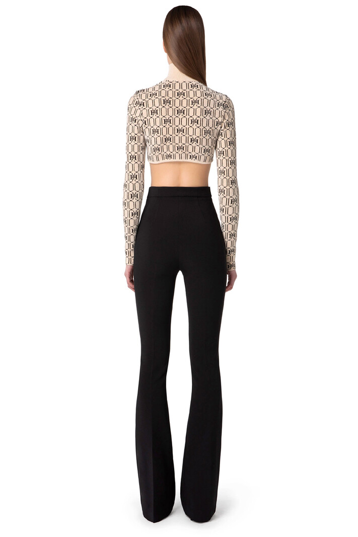 ELISABETTA FRANCHI Elisabetta Franchi flaired pantalon / Palazzobroek dubbele rij knopen Zwart