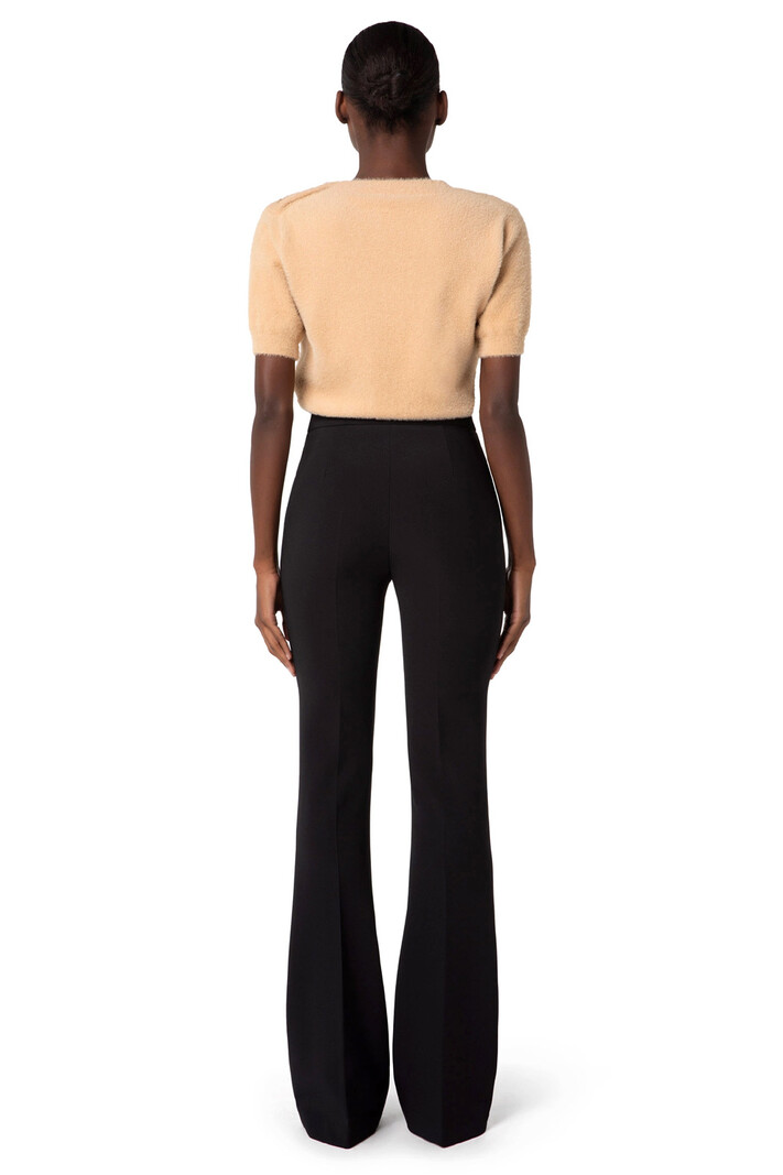 ELISABETTA FRANCHI Elisabetta Franchi flaired pantalon / Palazzobroek met stoffen ceintuur met logo Zwart