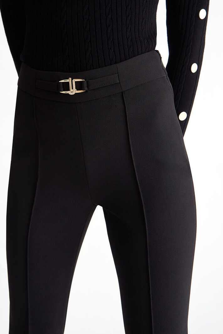 LIU JO LIU JO flaired trousers with logo with stones Black