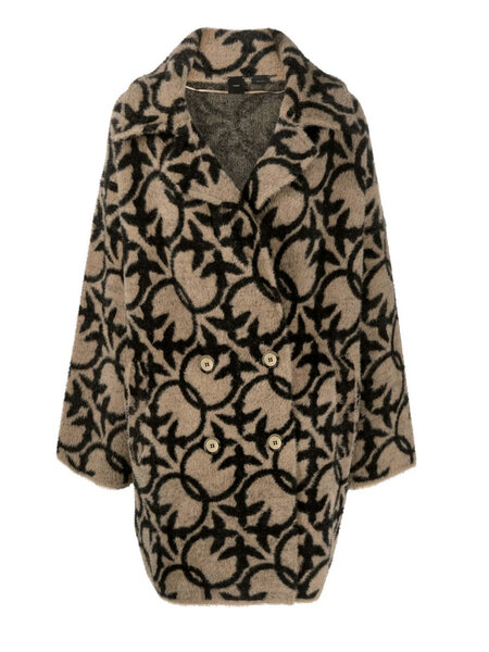 PINKO Pinko winter coat with love birds logo Black ( falls roomy )