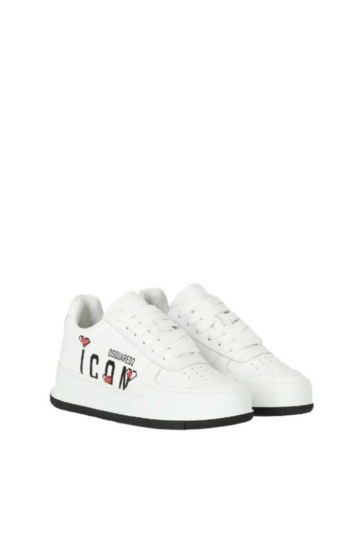 DSQUARED2 Dsquared2 trainer KIDS with Icon logo with hearts White