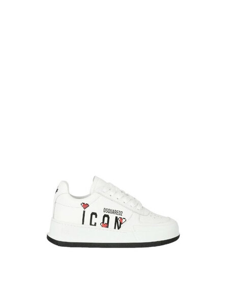 DSQUARED2 Dsquared2 trainer KIDS with Icon logo with hearts White