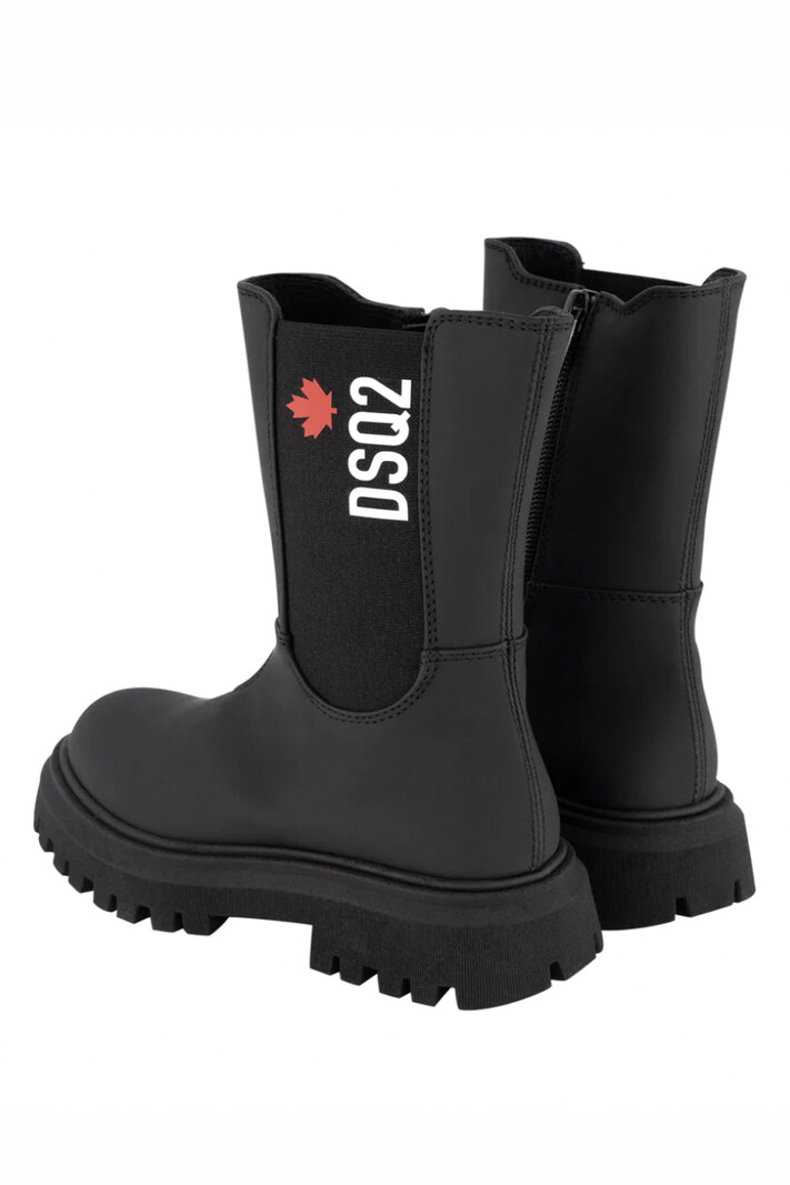 DSQUARED2 Dsquared2 boots laarzen met DSQ2 logo en rood blad  Zwart ( valt een halve tot hele maat groter uit )