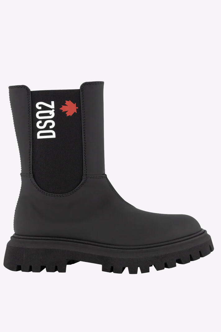 DSQUARED2 Dsquared2 boots laarzen met DSQ2 logo en rood blad  Zwart ( valt een halve tot hele maat groter uit )