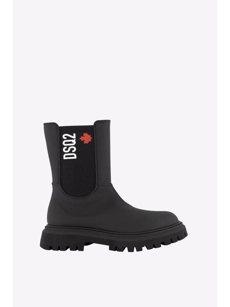Z (S(UPER SALE Dsquared2 DSQ2 boots laarzen KIDS met rood logo Zwart
