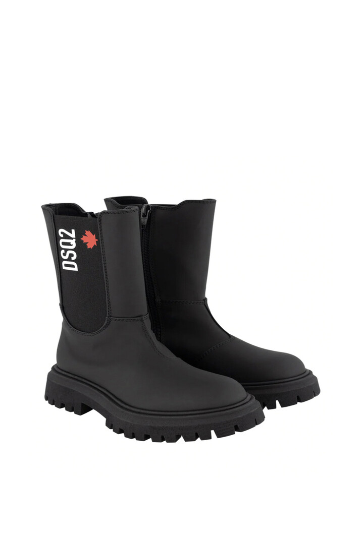 DSQUARED2 Dsquared2 DSQ2 boots laarzen KIDS met rood logo Zwart