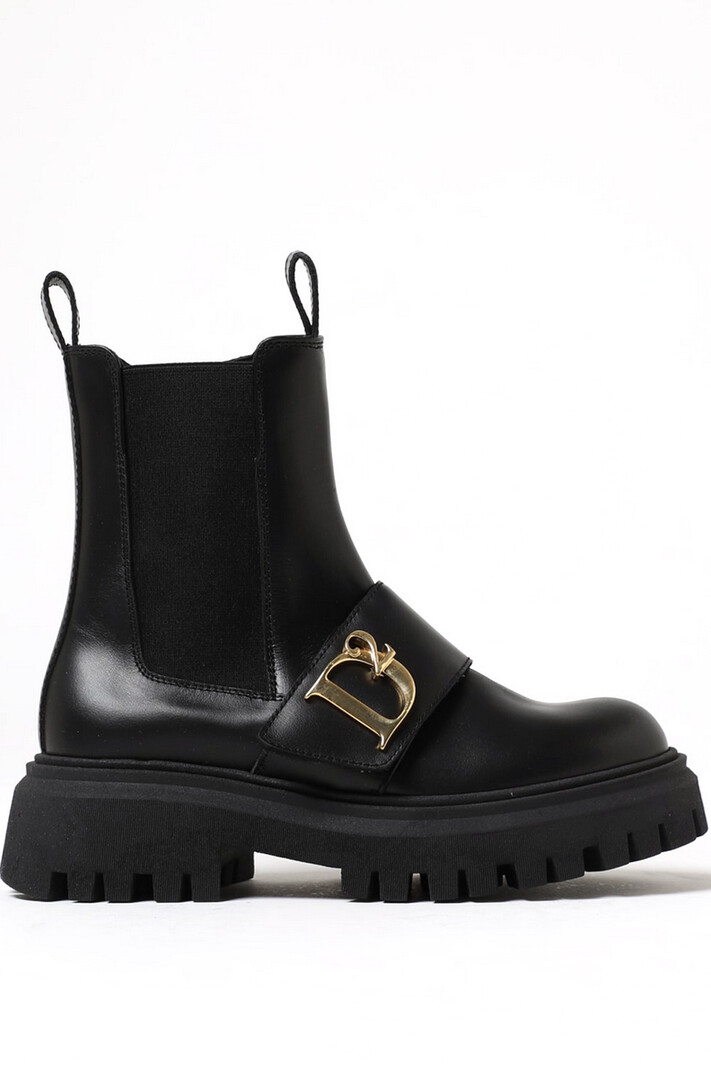 DSQUARED2 Dsquared2 statement boots laars met gouden D Zwart ( valt een halve tot hele maat groter uit )