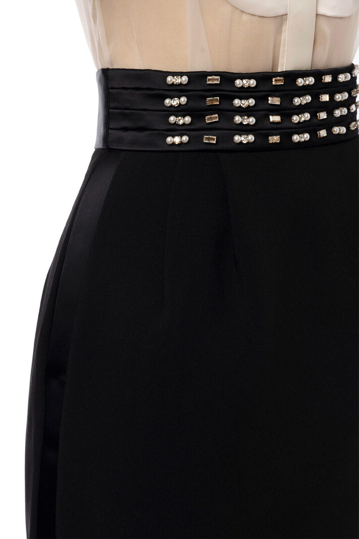 ELISABETTA FRANCHI Elisabetta Franchi skirt with satin belt with rhinestones Black