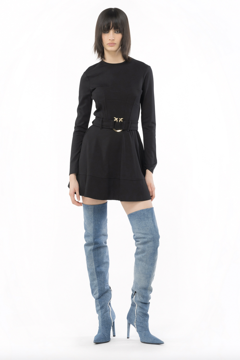 PINKO Pinko mini jurk met love bird riem Zwart