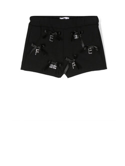 Z (S(UPER SALE Elisabetta Franchi Junior La Mia Bambino shortje met steentje en strikjes Zwart