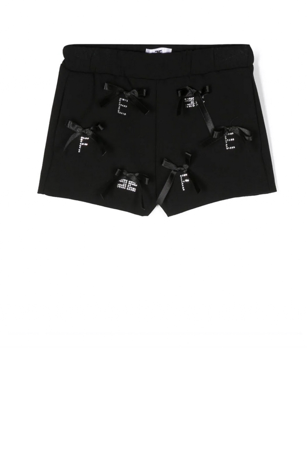Z (S(UPER SALE Elisabetta Franchi Junior La Mia Bambino shortje met steentje en strikjes Zwart