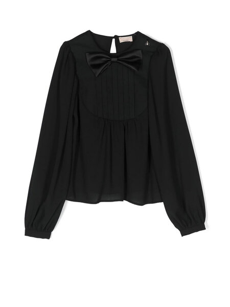 Z (S(UPER SALE Elisabetta Franchi Junior La Mia Bambino top with bow Black
