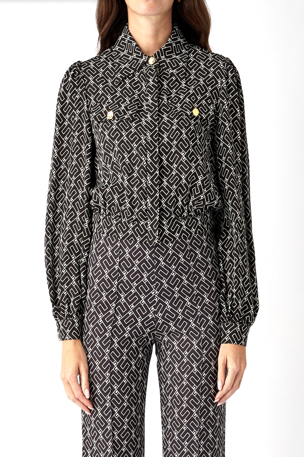 Z (S(UPER SALE Elisabetta Franchi Junior La Mia Bambino blouse in logo print Zwart