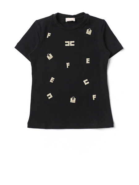 ELISABETTA FRANCHI Junior la Mia Bambina Elisabetta Franchi Junior La Mia Bambino tshirt with letters and logo Black