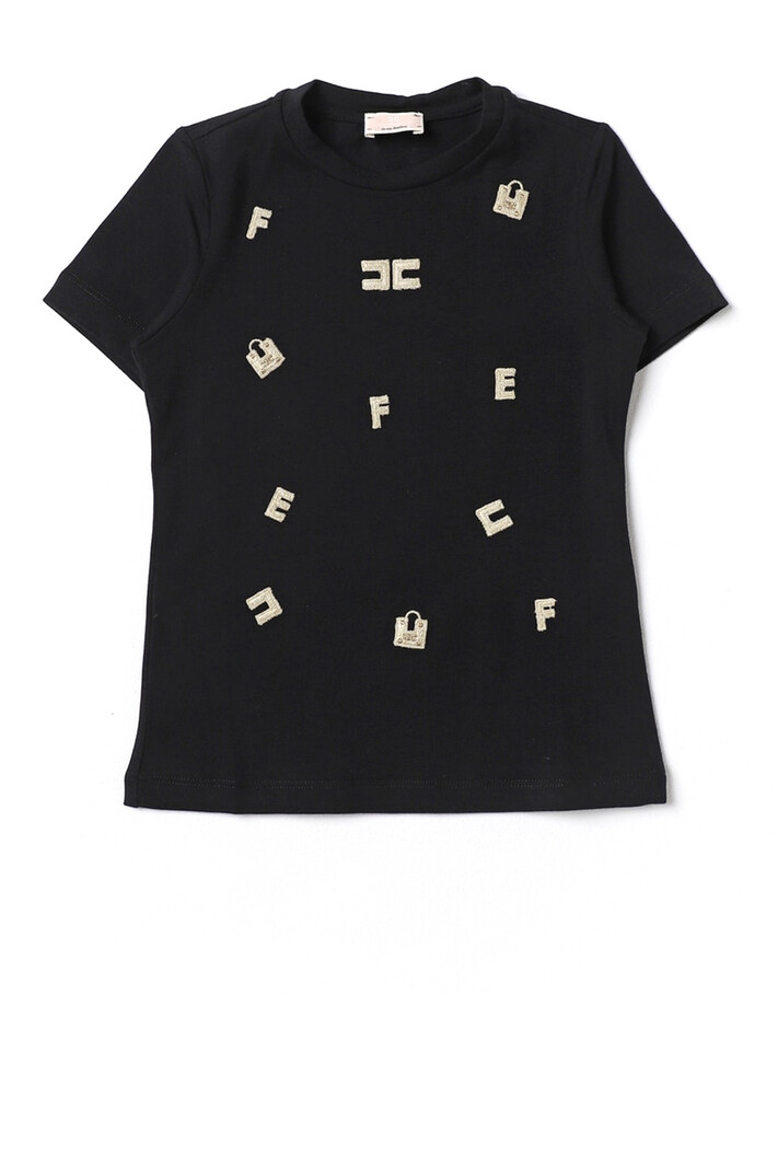 ELISABETTA FRANCHI Junior la Mia Bambina Elisabetta Franchi Junior La Mia Bambino tshirt met letters en logo Zwart