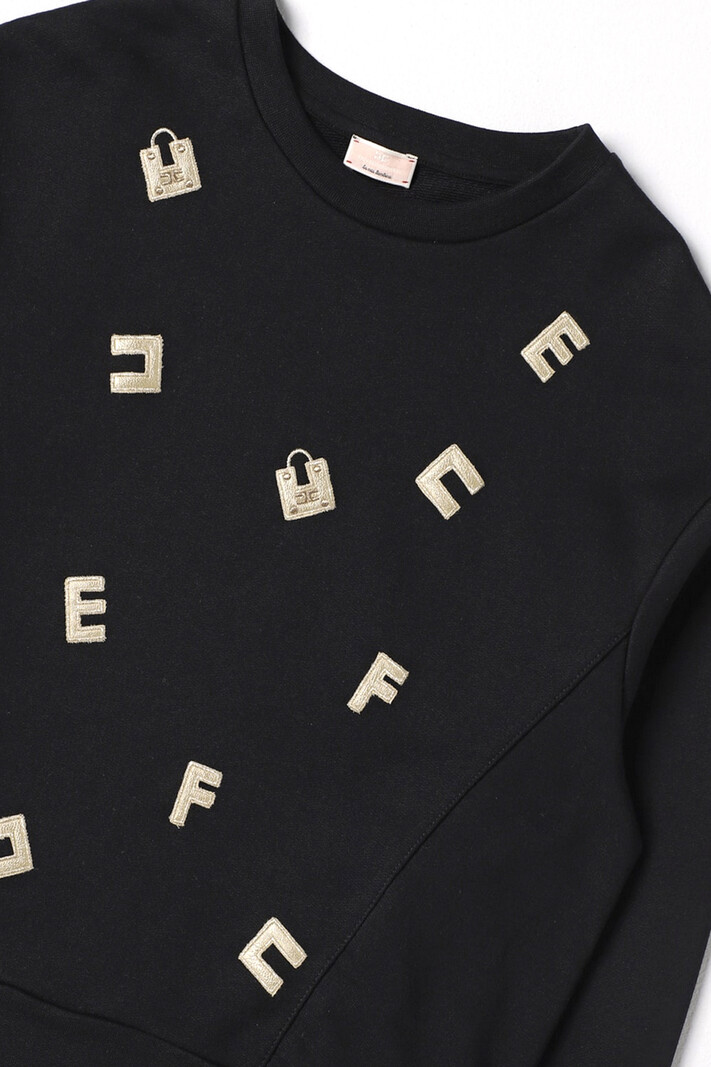 ELISABETTA FRANCHI Junior la Mia Bambina Elisabetta Franchi Junior La Mia Bambino jumper with letters and logo Black