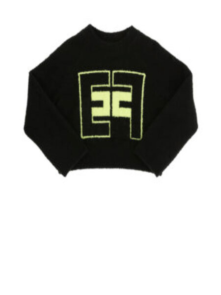 ELISABETTA FRANCHI Junior la Mia Bambina Elisabetta Franchi Junior La Mia Bambino jumper with neon yellow logo Black