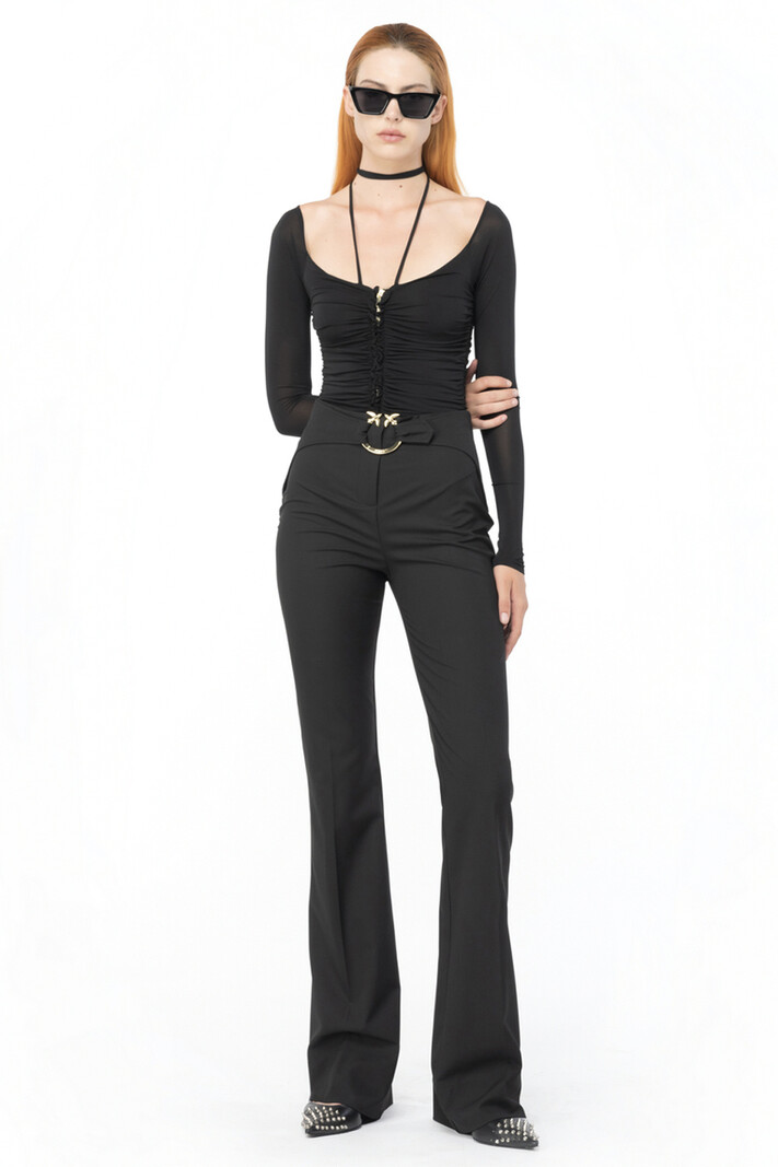 PINKO Pinko pantalon met gouden love bird Zwart