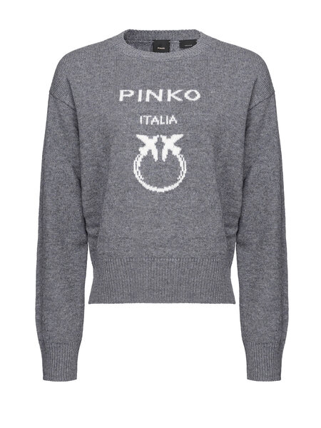PINKO Pinko wool jumper with love birds logo Grey