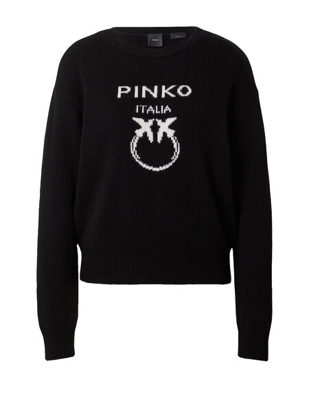 PINKO Pinko wollen sweater met love birds logo Zwart