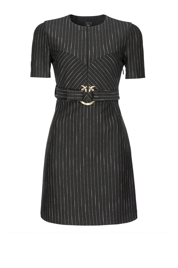 PINKO Pinko striped dress with fabric belt Black