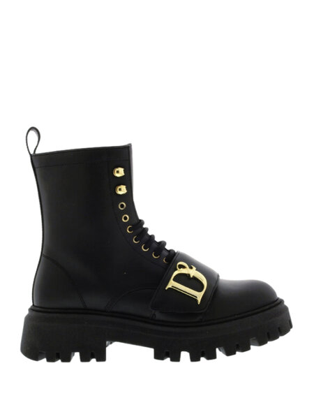 DSQUARED2 Dsquared2 Statement boots met veters en gouden D Zwart