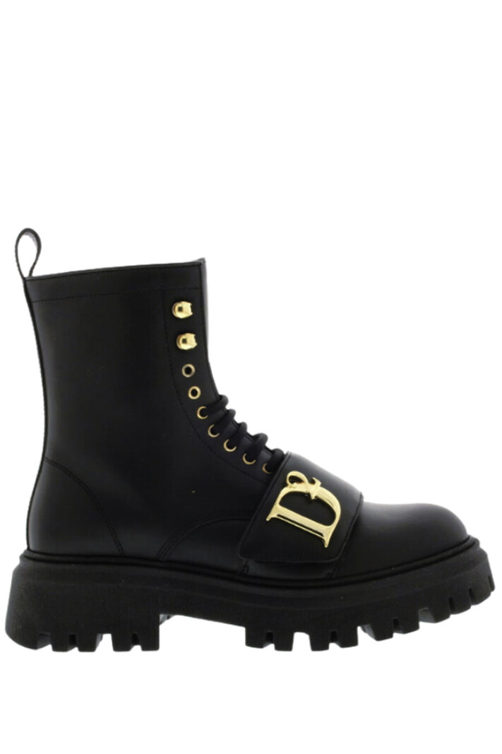 DSQUARED2 Dsquared2 Statement boots with laces and gold D Black