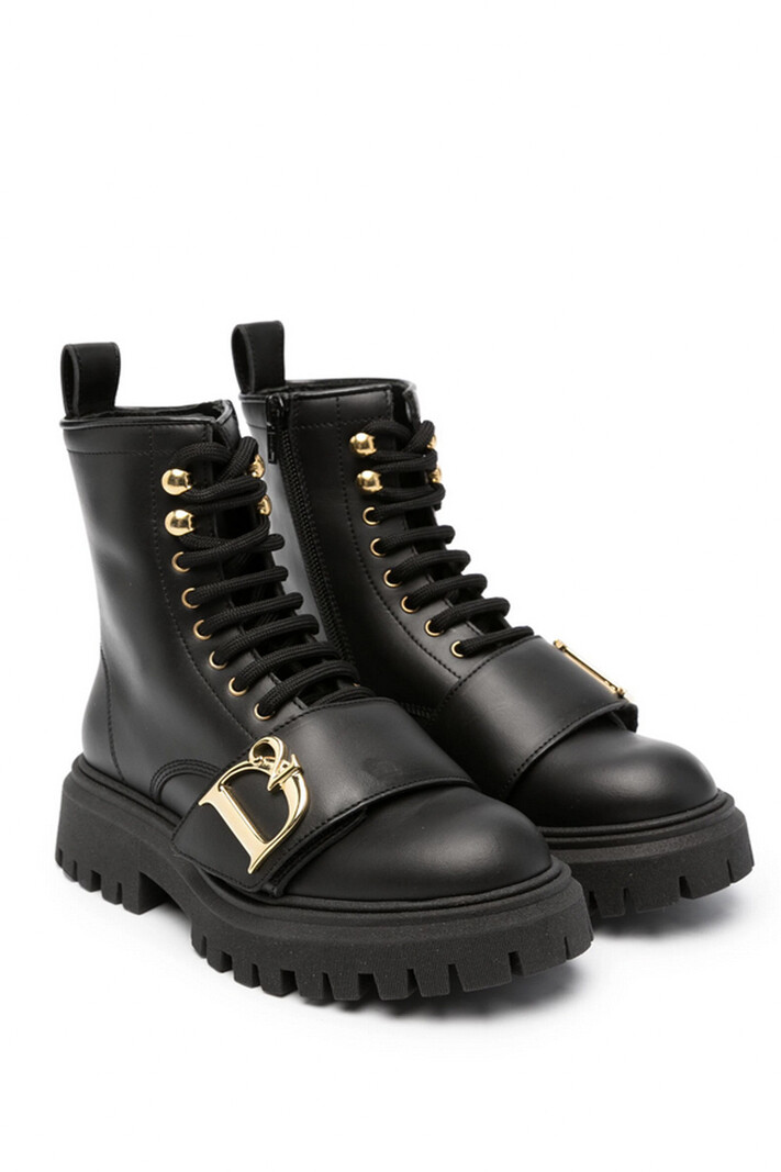 DSQUARED2 Dsquared2 Statement boots with laces and gold D Black