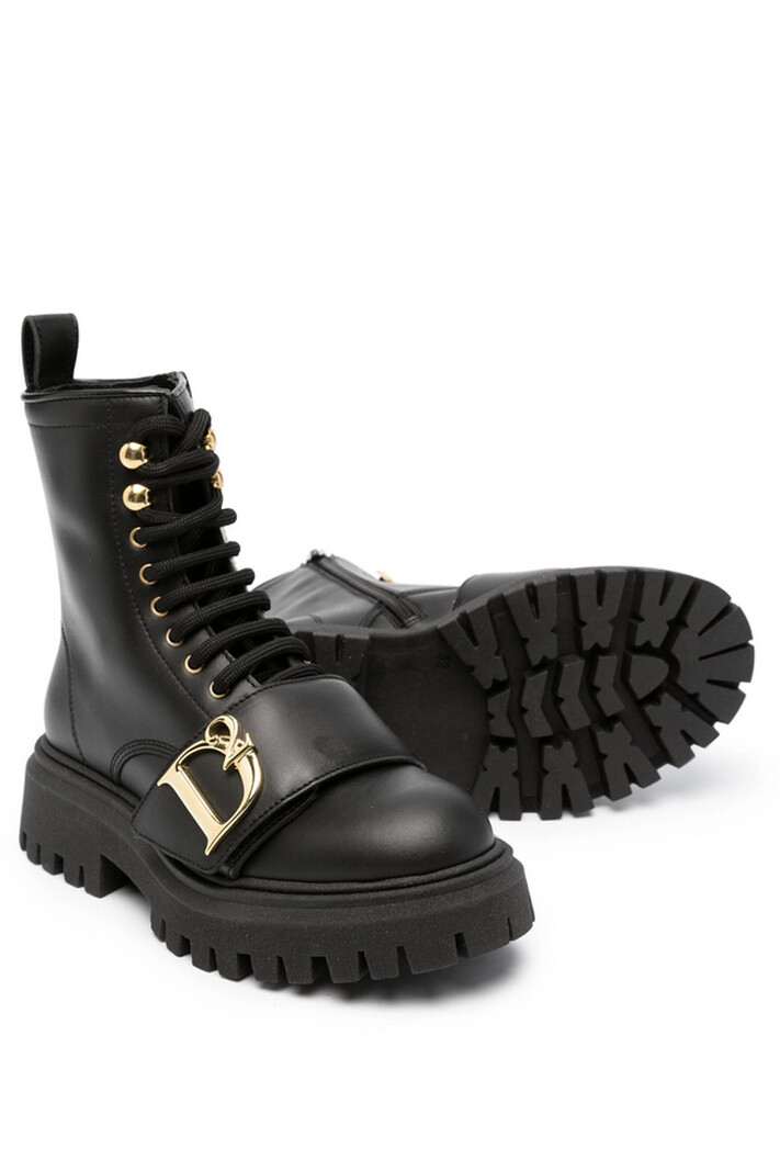 DSQUARED2 Dsquared2 Statement boots with laces and gold D Black